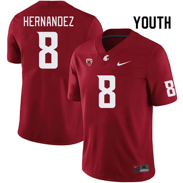 Youth #8 Carlos Hernandez Washington State Cougars College Football Jerseys Stitched Sale-Crimson